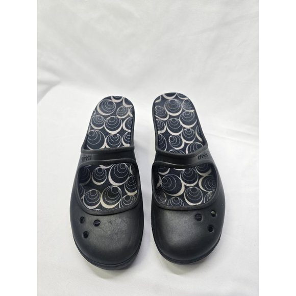 Crocs Frances Mary Jane Wedge Mule Slip On Shoes Black Comfort Women’s Size 7 - Picture 4 of 8